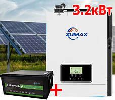 Комплект резервного живлення інвертор Zumax 3000W + LiFePO4 акумулятор 24В 100А/г Zumaх + Комплект кабелів, фото 3
