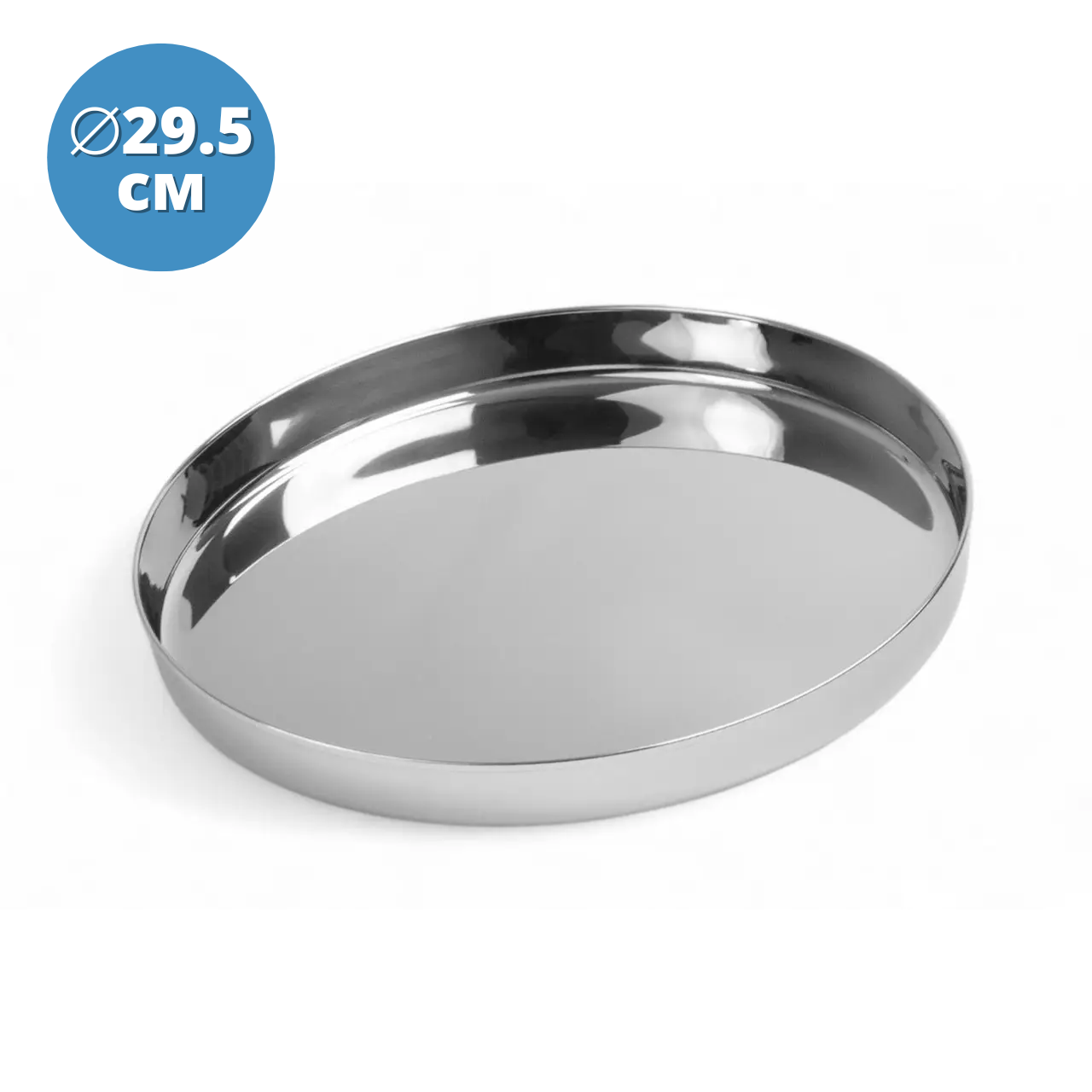 Підноси з бортиками Блюда нержавійка з високим бортом 29.5 см Металеві тарілки для їжі