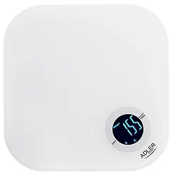 Ваги кухонні Adler AD 3180 з дисплеєм LCD, скляна платформа max 10 kg. White