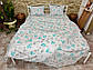 Двоспальний комплект (Бязь) | Комплект постільної білизни "Бірюзові квіти" | Простирадло 200х220 см, фото 3