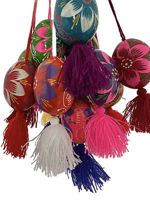 Великодні писанки дерев'яні з китицею на шнурку розписні набір 15 шт / Писанка з дерева