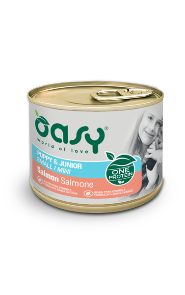Акція 1+1 ! Вологий корм для щенят малих та мініатюрних порід Oasy One Animal Protein Puppy & Junior Small and Mini, лосось 200 гр