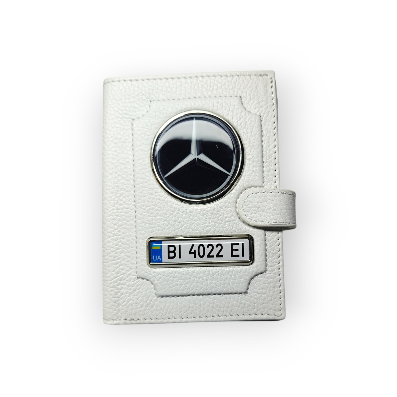 Портмоне для автодокументів Mercedes, натуральна шкіра біла
