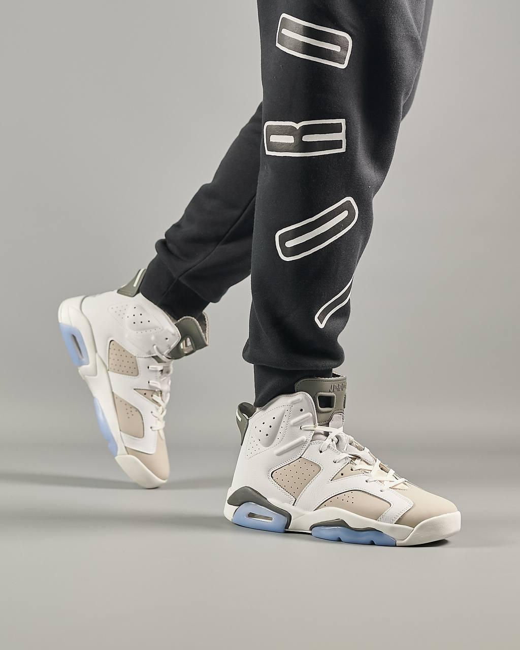 Чоловічі кросівки шкіряні Nike Air Jordan Retro 6 White Sky, кеди чоловічі Найк Джордан білі. Чоловіче взуття