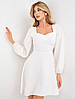 Красиве модне трендове коктейльне плаття-міні з декольте, молочно-біле, фото 3