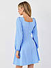 Красиве модне трендове коктейльне плаття-міні з декольте, блакитне, фото 7