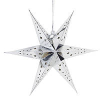 Зірка з картону шестикутна 30 см сріблястий