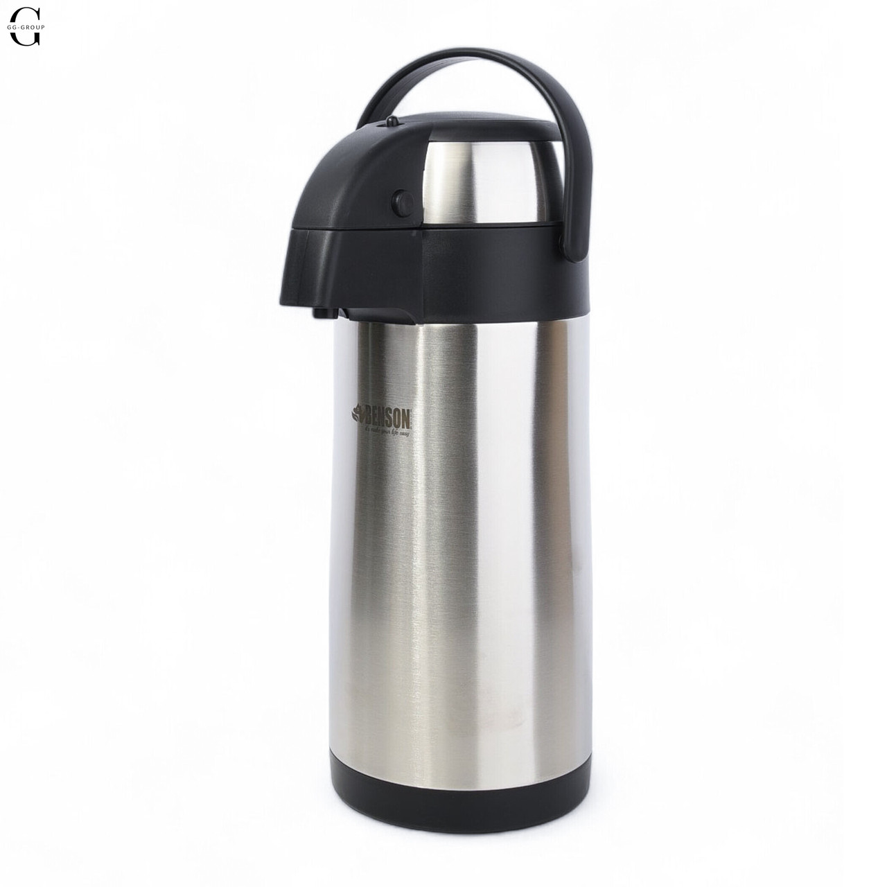 Термос із нержавіючої сталі вакуумний з помпою Benson Black/Steel 3 5, фото 1