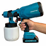 Краскопульт акумуляторний Krafftec 48V/2Ah, 600W, 800мл, фарборозпилювач портативний, 2 акумулятори, фото 5