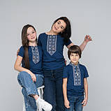 Жіноча футболка з вишивкою "Сила Роду" синя, фото 7