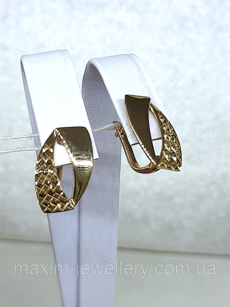 Сережки в червоному золоті з алмазною гранню, фото 1