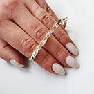 Срібний браслет з золотими накладками і фіанітами, фото 2