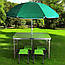 ПОСИЛЕНИЙ розкладний стіл для пікніка та 4 стільця, салатовий + парасолька 1,55 м у подарунок!, фото 9