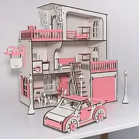 Набір для дівчаток ляльковий будинок, дерев'яний будиночок із гаражем і машиною для ляльок LOL VSGT