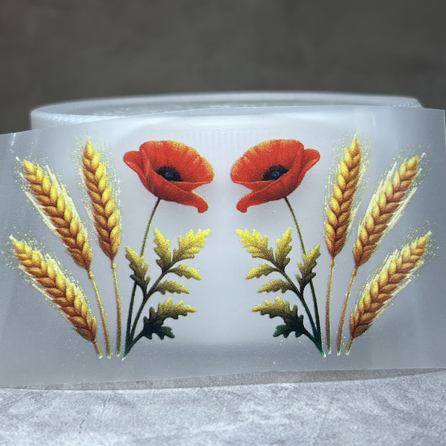 ТермоНаклейка - Букет Мак-Колоски, розмір 4*3,5 см (однієї наліпки), 1 пара, Різнокольоровий, фото 1