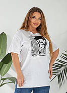 Довга жіноча футболка (р.48-50,52-54,56-58) бавовна, фото 3