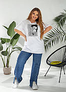 Довга жіноча футболка (р.48-50,52-54,56-58) бавовна, фото 5