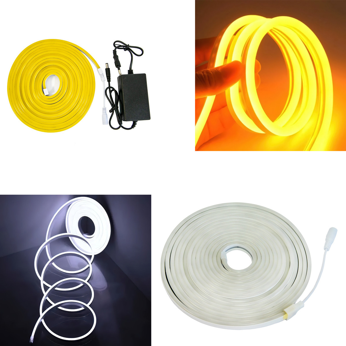 Комплект гнучка неонова стрічка LED NEON Біла та Жовта, 5M, лед підсвічування на кухню, неонові стрічки, фото 1