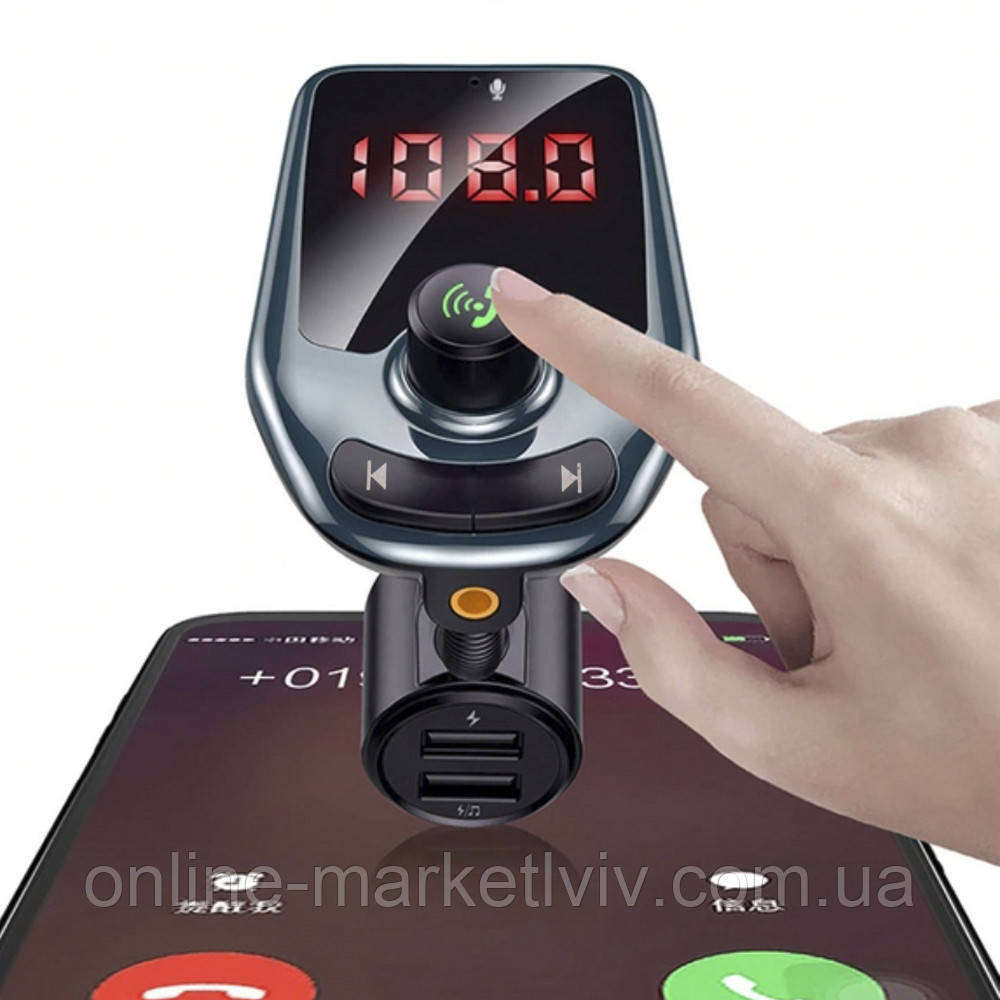 FM -модулятор для автомобіля з екраном, Bluetooth, USB, A30 BT / Трансмітер для автомобіля від прикурювача, фото 1