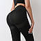 Жіночий спортивний костюм для тренувань фітнесу залу набір топ та легінси з ефектом пуш-ап колір чорний S/M, фото 3