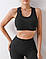 Жіночий спортивний костюм для тренувань фітнесу залу набір топ та легінси з ефектом пуш-ап колір чорний S/M, фото 5