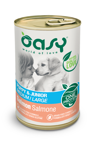 Акція 1+1! Вологий корм для цуценят середніх та великих порід Oasy One Animal Protein Puppy & Junior Medium and Large лосось 400гр