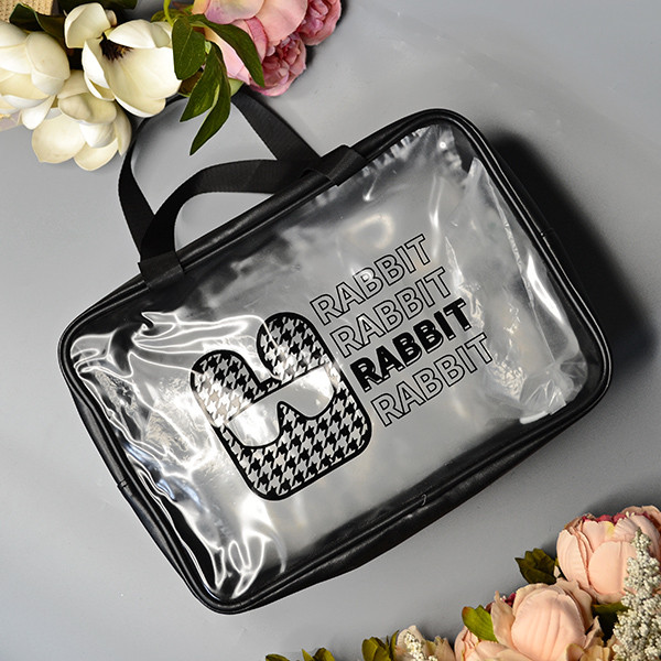 Матова прозора косметичка з ручками “Rabbit” 30*20 см на блискавці Luna Чорний