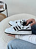 Кросівки Adidas Forum 84 Low White Black жіночі Адідас Форум 84 чорно білі низькі шкіряні демісезонні, фото 10