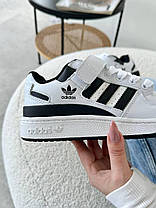 Кросівки Adidas Forum 84 Low White Black жіночі Адідас Форум 84 чорно білі низькі шкіряні демісезонні, фото 5