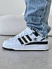 Кросівки Adidas Forum 84 Low White Black жіночі Адідас Форум 84 чорно білі низькі шкіряні демісезонні, фото 8