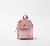 Дитячий рожевий рюкзак з блискітками | Стильний рюкзак для дівчинки 27×25 см | Блискучий рюкзак у садочок, фото 1