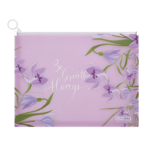 Папка-конверт на zip-блискавці, А4, матовий напівпрозорий пластик, ARABESKI, лавандовий, фото 1