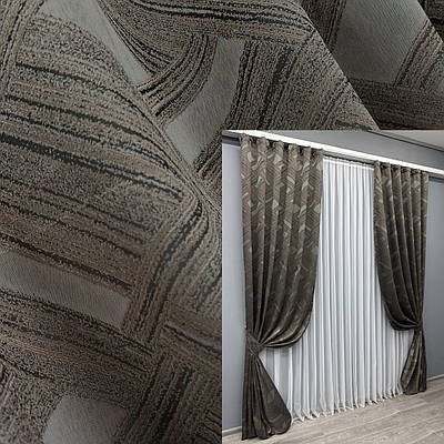 Комплект штор (2шт. 1,5х2,9м.) жакард "Mystery". Колір капучино. Код 1626ш 33-0549