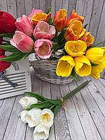 Тюльпани силіковані букет декоративних тюльпанів-5 шт, h-34 см ЛЮКС