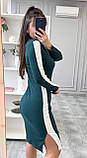 Зелене обтисле плаття в спортивному стилі з трикотажу в рубчик, фото 10