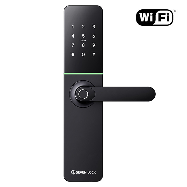 Розумний дверний біометричний замок SEVEN LOCK SL-7779BFW black (без врізної частини), фото 1