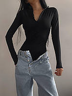 Боді жіноче з рукавами та на блискавці спереду 42-44 44-46