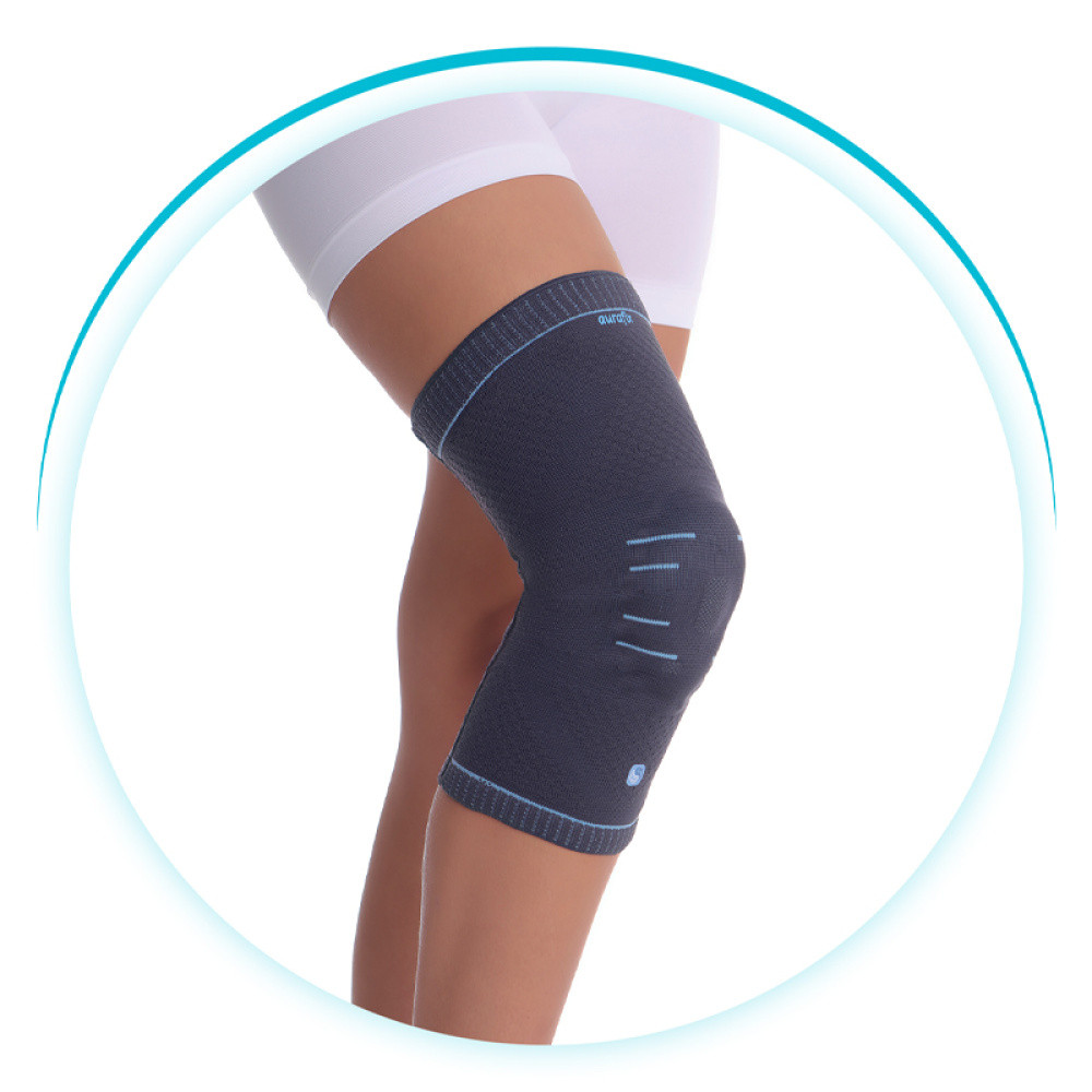 Наколенник Aurafix (Аурафикс) 119 с силиконовым кольцом, для стабилизации колена при движении р.XXL, фото 1