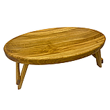 Стіл-таця для сніданку в ліжко універсальний для сервірування, дерев'яний, дубовий, овальний 50х30 см, фото 4