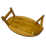 Стіл-таця для сніданку в ліжко універсальний для сервірування, дерев'яний, дубовий, овальний 50х30 см, фото 3