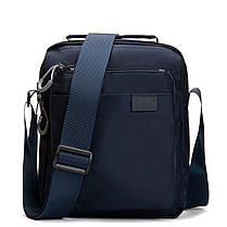 Сумка тканинна чоловіча на плече синя модна з ручкою два відділи на блискавці та кишені Lanpad 53219, фото 2