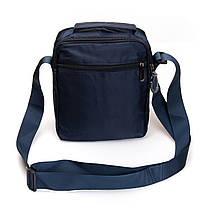 Сумка тканинна чоловіча на плече синя модна з ручкою два відділи на блискавці та кишені Lanpad 53219, фото 4