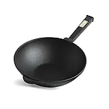 Сковорода чавунна WOK 2,8 л, Ø26 см Brizoll с з дерев`яною ручкою та скляною кришкою, фото 3