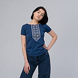 Жіноча футболка з вишивкою "Сила Роду" синя, фото 3
