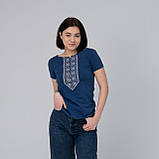 Жіноча футболка з вишивкою "Сила Роду" синя, фото 2