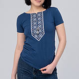 Жіноча футболка з вишивкою "Сила Роду" синя, фото 4