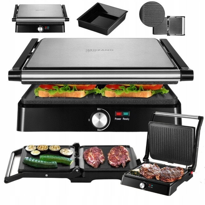 Електричний гриль Mozano AGD/GR/001 (2200 Вт, 29x23 см, мармурове покриття), фото 1
