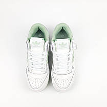 Жіночі кросівки Adidas Forum 84 Low White Green Адідас Форум низькі білі із зеленим шкіряні демісезонні, фото 3