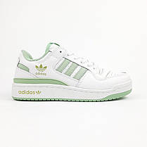 Жіночі кросівки Adidas Forum 84 Low White Green Адідас Форум низькі білі із зеленим шкіряні демісезонні, фото 4