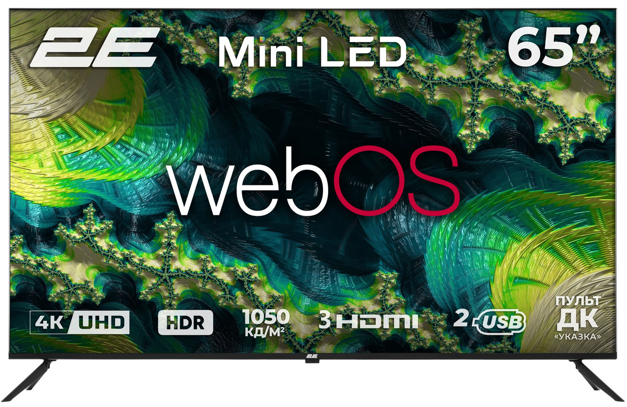 Телевізор 2E MiniLED 4K 60Hz Smart WebOS Black 65" (2E-65A88H) UA UCRF